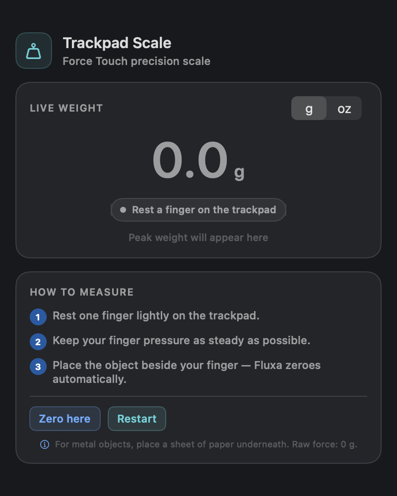 Fluxa Trackpad Scale window